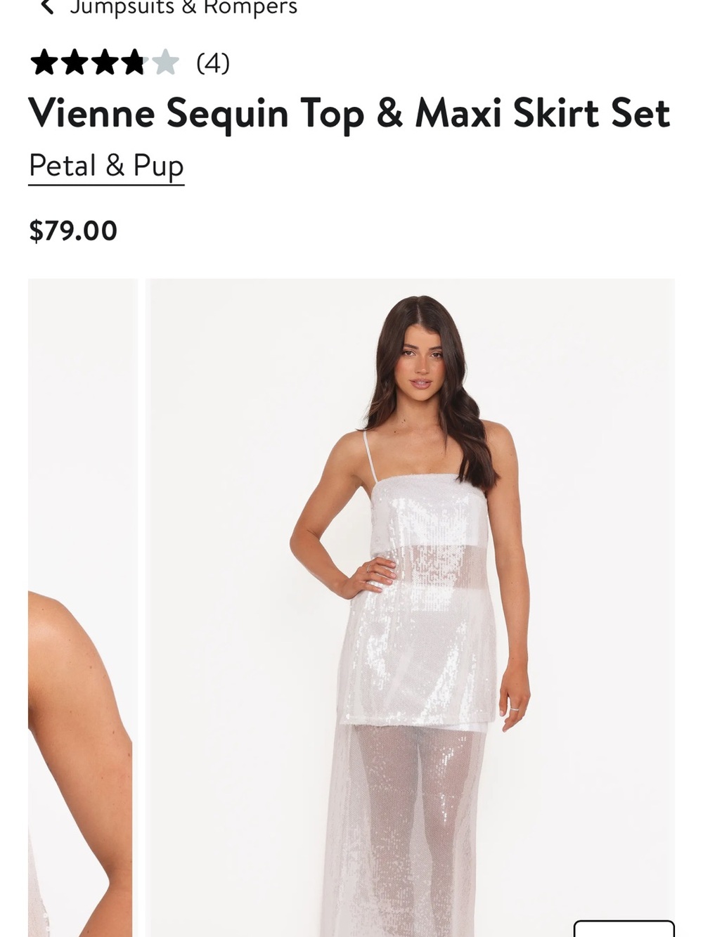 Petal & Pup White Sequin Top & Maxi Skirt Set